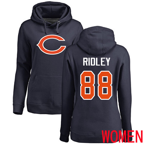 Chicago Bears Navy Blue Women Riley Ridley Name and Number Logo NFL Football #88 Pullover Hoodie Sweatshirts